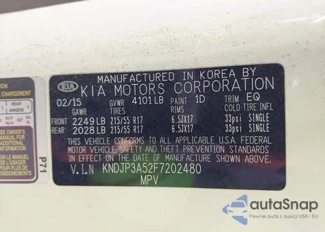2015 Kia Soul + z USA, uszkodzony, nr VIN KNDJP3A52F7202480